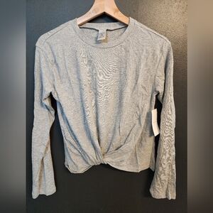 Nordstrom Girls 14-16 Gray Long Sleeve Twist Front Top NWT